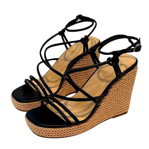 Marc Fisher Women's Zesty Black Espadrille Wedge Sandal Heels Summer Size 7.5 - Picture 8 of 8